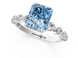 White gold Fancy Blue Radiant  Solitaire Diamond Ring with Pave Band and Four-Prong Setting_270
