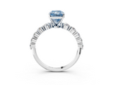 White gold Fancy Blue Radiant  Solitaire Diamond Ring with Pave Band and Four-Prong Setting_272