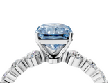 White gold Fancy Blue Radiant  Solitaire Diamond Ring with Pave Band and Four-Prong Setting_273