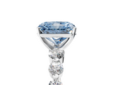 White gold Fancy Blue Radiant  Solitaire Diamond Ring with Pave Band and Four-Prong Setting_274