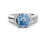 White gold Fancy Blue Radiant  Solitaire Diamond Ring with Pave Band and Six-Prong Setting_32