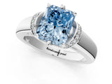 White gold Fancy Blue Radiant  Solitaire Diamond Ring with Pave Band and Six-Prong Setting_33