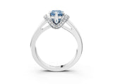 White gold Fancy Blue Radiant  Solitaire Diamond Ring with Pave Band and Six-Prong Setting_35