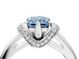 White gold Fancy Blue Radiant  Solitaire Diamond Ring with Pave Band and Six-Prong Setting_36
