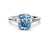 White gold Fancy Blue Radiant  Solitaire Diamond Ring with Six-Prong Setting and Tapered Band_17