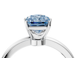 White gold Fancy Blue Radiant  Solitaire Diamond Ring with Six-Prong Setting on a Classic Band_7