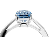 White gold Fancy Blue Radiant  Solitaire Diamond Ring with Split Shank and Four-Prong Setting_28