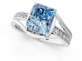 White gold Fancy Blue Radiant  Solitaire Diamond Ring with Split Shank and Prong Setting_42