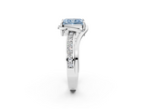 White gold Fancy Blue Radiant  Solitaire Diamond Ring with Split Shank and Prong Setting_43