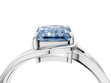 White gold Fancy Blue Radiant  Solitaire Diamond Ring with Split Shank and Prong Setting_45