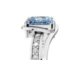 White gold Fancy Blue Radiant  Solitaire Diamond Ring with Split Shank and Prong Setting_46