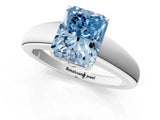 White gold Fancy Blue Radiant  Solitaire Diamond Ring with Tapered Band and Four-Prong Setting_50