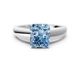 White gold Fancy Blue Radiant  Solitaire Diamond Ring with Tapered Band and Four-Prong Setting_50