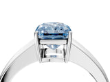 White gold Fancy Blue Radiant  Solitaire Diamond Ring with Tapered Band and Four-Prong Setting_53