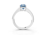 White gold Fancy Blue Radiant  Solitaire Diamond Ring with Tapered Band and Four-Prong Setting_53
