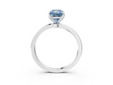 White gold Fancy Blue Radiant  Solitaire Diamond Ring with Thin Band and Four-Prong Setting_6