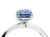 White gold Fancy Blue Radiant  Solitaire Diamond Ring with Thin Band and Four-Prong Setting_7