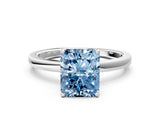 White gold Fancy Blue Radiant  Solitaire Diamond Ring with Thin Band and Four-Prong Setting_72