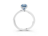 White gold Fancy Blue Radiant  Solitaire Diamond Ring with Thin Band and Four-Prong Setting_75