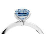 White gold Fancy Blue Radiant  Solitaire Diamond Ring with Thin Band and Four-Prong Setting_76