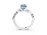 White gold Fancy Blue Radiant  Solitaire Diamond Twisted Band with Four-Prong Setting_45