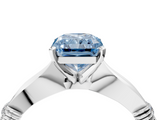 White gold Fancy Blue Radiant  Solitaire Diamond Twisted Band with Four-Prong Setting_46