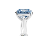 White gold Fancy Blue Radiant  Solitaire Diamond Twisted Band with Four-Prong Setting_47