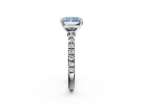 White gold Fancy Blue Radiant  Solitaire Diamond with Pavé Band and Four-Prong Setting_111