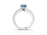 White gold Fancy Blue Radiant  Solitaire Diamond with Pavé Band and Four-Prong Setting_113
