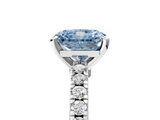 White gold Fancy Blue Radiant  Solitaire Diamond with Pavé Band and Four-Prong Setting_115