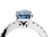 White gold Fancy Blue Radiant  Solitaire Diamond with Pavé Band and Four-Prong Setting_115