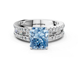 White gold Fancy Blue Radiant  Solitaire Diamond with Pave and Channel Set Band_55