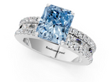 White gold Fancy Blue Radiant  Solitaire Diamond with Pave and Channel Set Band_56