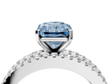 White gold Fancy Blue Radiant  Solitaire Diamond with Pave and Channel Set Band_59