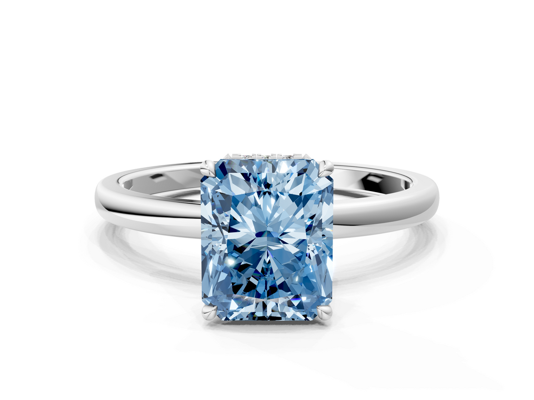 White gold Fancy Blue Radiant  Solitaire Engagement Ring with Cathedral Band and Four-Prong Setting_17
