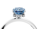 White gold Fancy Blue Radiant  Solitaire Engagement Ring with Cathedral Band and Four-Prong Setting_25