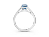 White gold Fancy Blue Radiant  Solitaire Engagement Ring with Four-Prong Setting and Classic Band 4