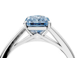 White gold Fancy Blue Radiant  Solitaire Engagement Ring with Four-Prong Setting and Classic Band 5
