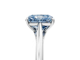 White gold Fancy Blue Radiant  Solitaire Engagement Ring with Four-Prong Setting and Classic Band