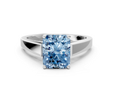 White gold Fancy Blue Radiant  Solitaire Engagement Ring with Four-Prong Setting and Tapered Band_3