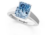 White gold Fancy Blue Radiant  Solitaire Engagement Ring with Four-Prong Setting and Tapered Band_4