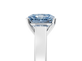 White gold Fancy Blue Radiant  Solitaire Engagement Ring with Four-Prong Setting and Tapered Band_8