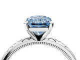 White gold Fancy Blue Radiant  Solitaire Engagement Ring with Scrollwork Band and Four-Prong Setting_120
