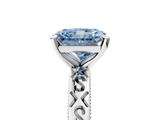 White gold Fancy Blue Radiant  Solitaire Engagement Ring with Scrollwork Band and Four-Prong Setting_121