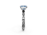 White gold Fancy Blue Radiant  Solitaire Engagement Ring with Scrollwork Band and Four-Prong Setting_124