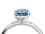 White gold Fancy Blue Radiant  Solitaire Engagement Ring with Scrollwork Band and Four-Prong Setting_126