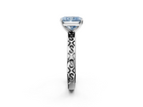 White gold Fancy Blue Radiant  Solitaire Engagement Ring with Scrollwork Band and Four-Prong Setting_152