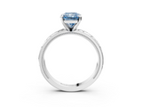 White gold Fancy Blue Radiant  Solitaire Engagement Ring with Scrollwork Band and Four-Prong Setting_153