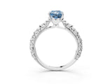 White gold Fancy Blue Radiant  Solitaire Floral Milgrain Engagement Ring_34