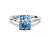 White gold Fancy Blue Radiant  Solitaire Heart Prong Engagement Ring with Tapered Band_55